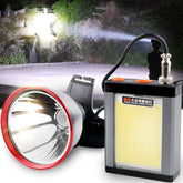 LBJD LED hunting headlamp front view shows rugged aluminum body for outdoor use