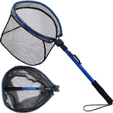 LBW collapsible rubber fishing net with handle extended for use