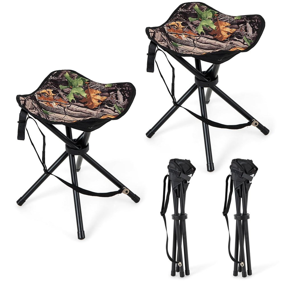 LDAILY camouflage hunting stool folded compact for easy transport on outdoor trips.
