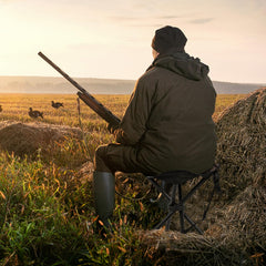 LDAILY camouflage hunting stool unfolded seat with sturdy X-frame for reliable seating.