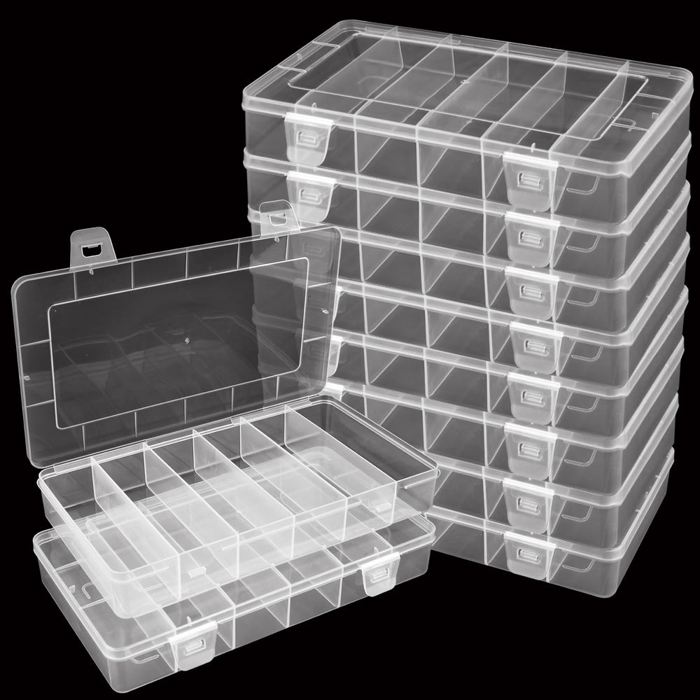 LDXDRU 10 pack 6-grid tackle box organizer with clear plastic and six compartments