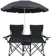LEADALLWAY double camping chair with umbrella provides shade for outdoor relaxation