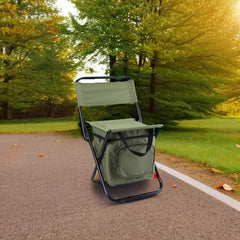 LEADALLWAY fishing chair with cooler bag folded for easy transport