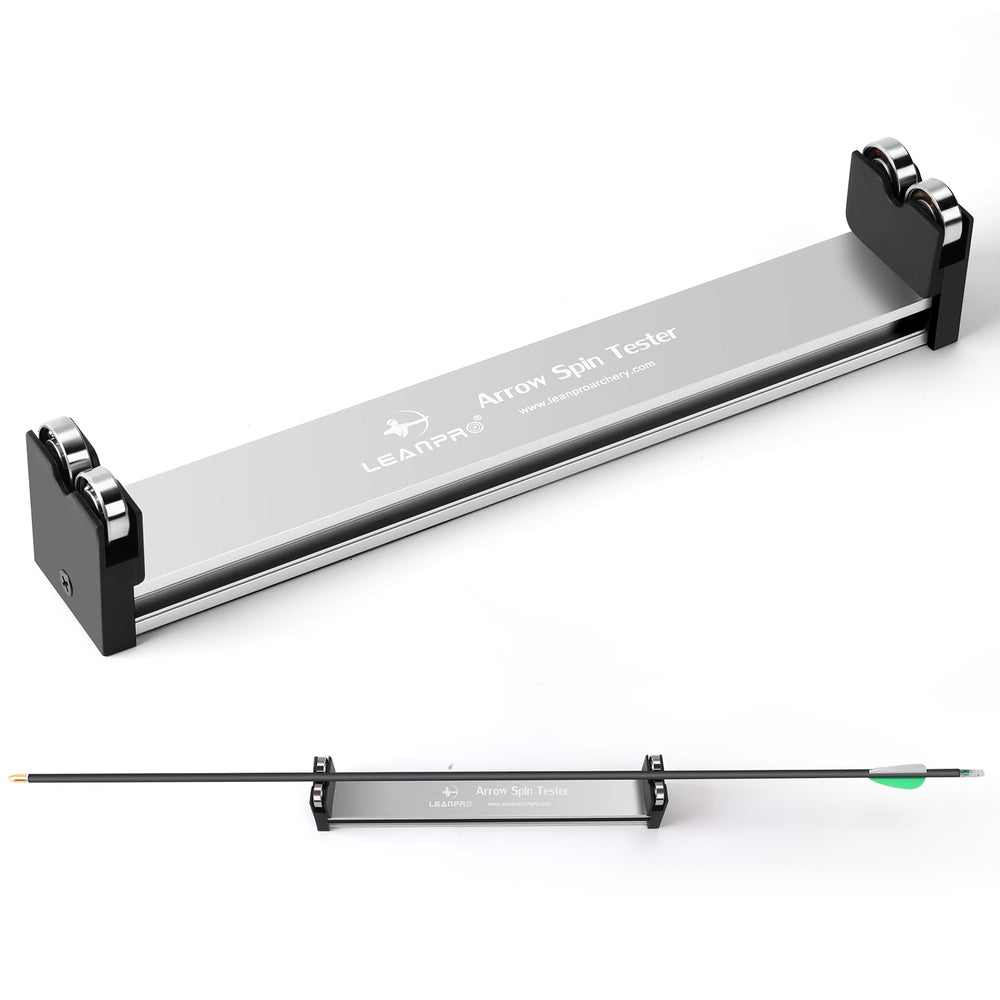 LEANPRO Arrow Spine Tester front view showing precise alignment for consistent shots