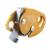 Leapiture climbing descender front view shows compact, durable gear for safe rope work.