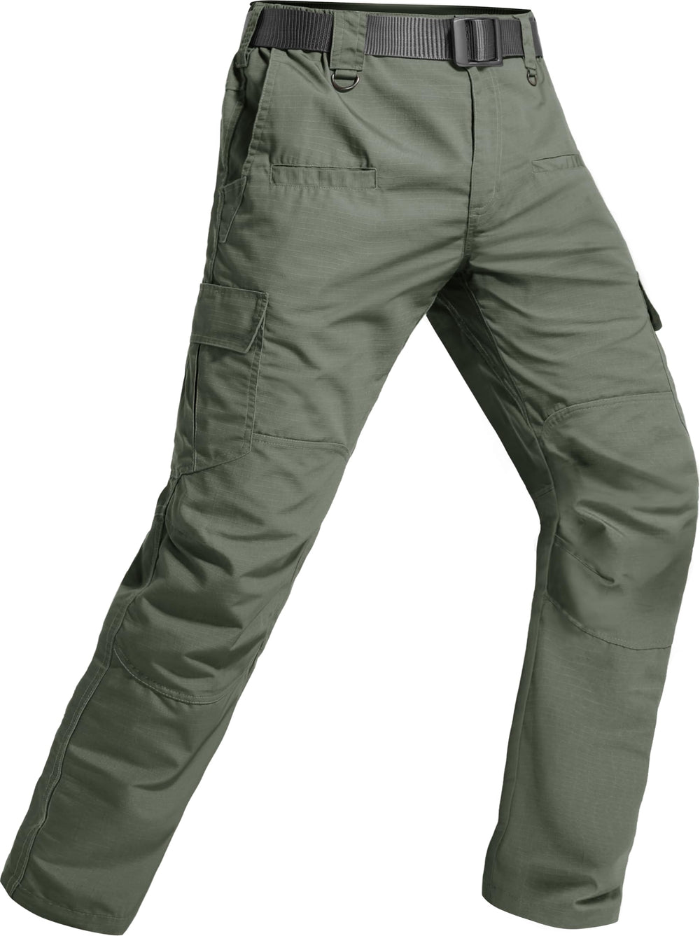 LeapsLion men's tactical pants front view show rugged army-green fabric for outdoor durability.