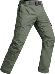 LeapsLion men's tactical pants front view show rugged army-green fabric for outdoor durability.