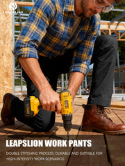 LeapsLion men's tactical pants knee reinforcement detail supports tough movement during climbs
