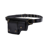 Leather Utility Belt Bag with brass hardware offers secure closure and Renaissance style