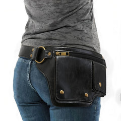 Leather Utility Belt Bag shows a zippered pocket for quick-access items