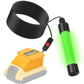 LED underwater green fishing light compatible with DeWalt 20V battery, 13W, 1300 lumens