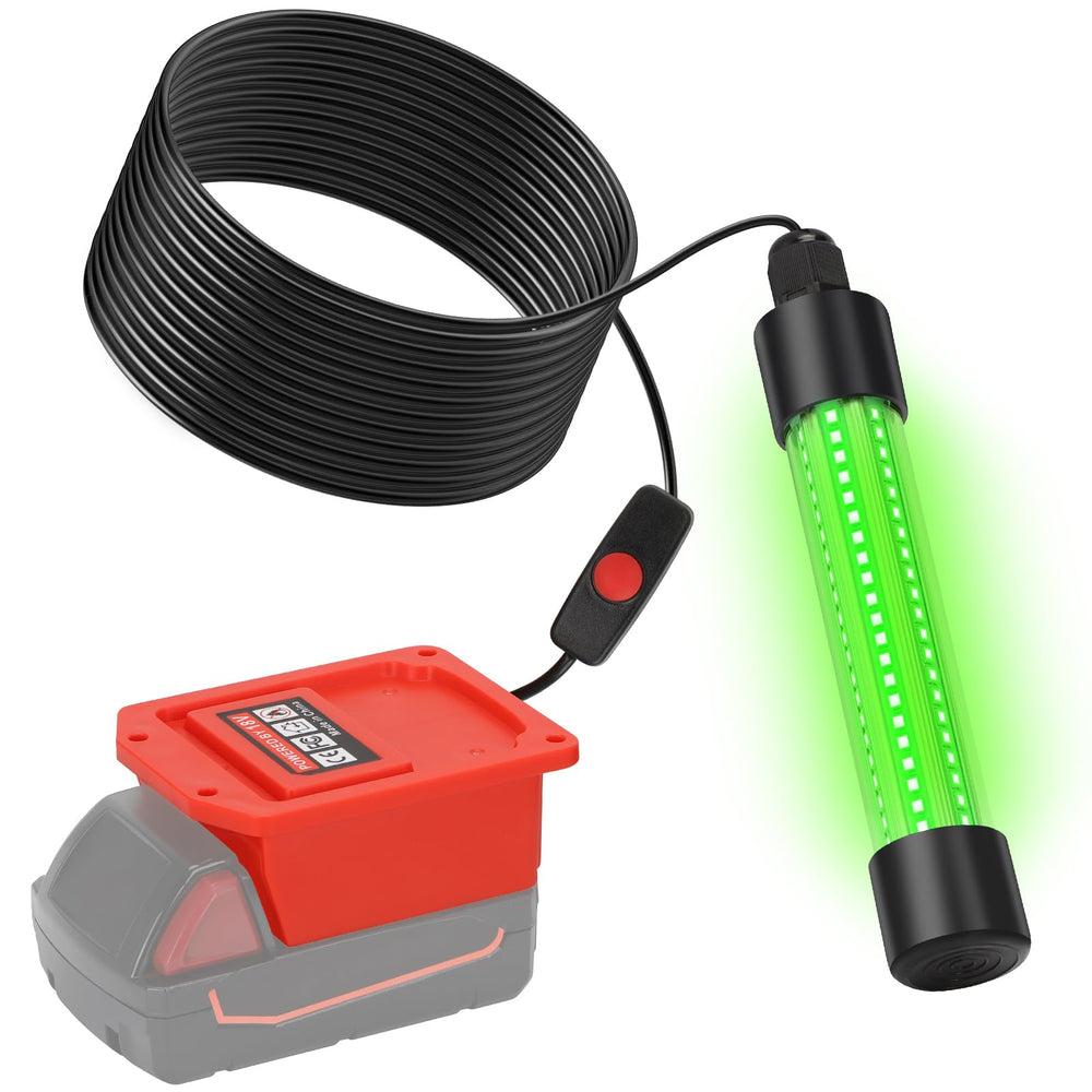 LED underwater green fishing light compatible with Milwaukee M18