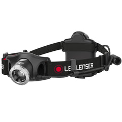 Ledlenser H7R.2 headlamp worn on the head for hands-free bright visibility.