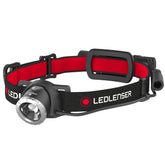 Ledlenser H8R headlamp front view showing bright 600 lumens for outdoor work