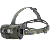 Ledlenser HF8R Core RGB headlamp in camo for stealth lighting during night hikes