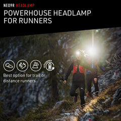 Ledlenser NEO9R headlamp side view shows lightweight, comfortable fit.