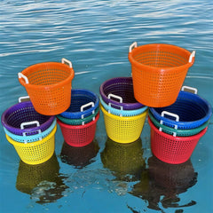 LEE FISHER SPORTS Heavy Basket Yellow in-use demonstrates visibility and quick handling on deck