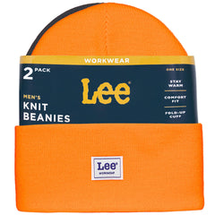 Lee Workwear men's beanie fold cuff close-up shows ear warmth and snug fit.