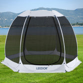 LEEDOR Pop Up Screen House assembly demonstrates fast, tool-free setup for outdoor gatherings.