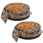 Leelosp heated bucket seat camouflage front view—stable seating for cold-weather hunting