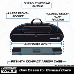 Legend Wolf Genesis bow case front pocket arrow storage keeps accessories organized on the go