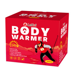 Lehot hot body warmers pack display with 30 patches ready for outdoor use
