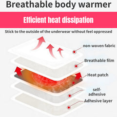 Lehot warmth on snowy jacket during winter outdoor activity