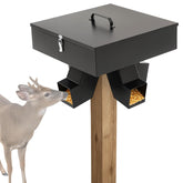LEIFIDE gravity deer feeder assembled with four heads offers efficient wildlife feeding and easy observation.