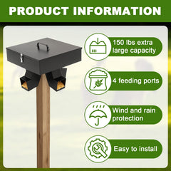 LEIFIDE gravity deer feeder 150lb capacity supports longer intervals between fills for uninterrupted feeding.