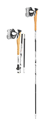 LEKI Cross Trail FX carbon trekking poles extended to 130 cm for versatile terrain