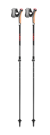 LEKI Instructor Lite trekking poles extended to 100-125 cm for adaptable hiking.