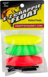 Leland Lures E Z Crappie Float in yellow shows easy on off design for crappie fishing