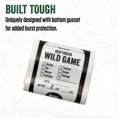 LEM Wild Game Bags 2mm thickness provides freezer burn protection.