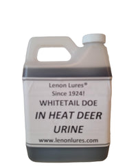 Lenon Lures Whitetail Doe in Heat Urine bottle for buck attraction during pre-rut.