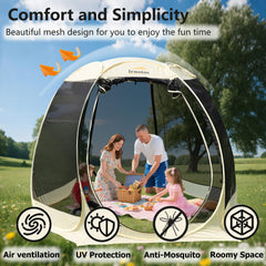 Lenotos 10x10 interior height image emphasizes seven-foot clearance for seating and gear.