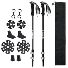 Lenzik carbon fiber trekking poles extended for stable hiking on rugged trails