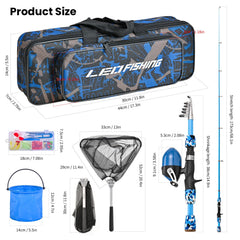LEOFISHING collapsible telescopic rod with travel bag demonstrates portability for outdoor trips