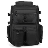 LEOMOO Fishing Tackle Backpack with Rod Holders – front angled view