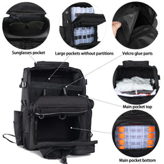 Side view showing rod holders and durable fabric