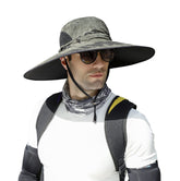 Leotruny wide brim hat front view shields face with sun protection for outdoors.