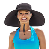 Leotruny wide-brim sun hat offering face and neck coverage for outdoor sun protection.