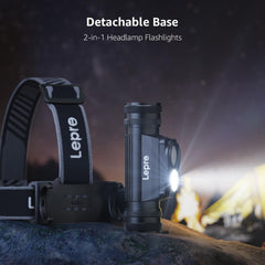 Lepro headlamp with aero-grade aluminum shell for rugged durability