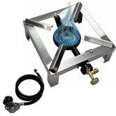 LetFeng stainless-steel outdoor burner side view shows durable, steady cooking outdoors.