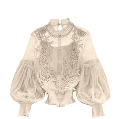 Letfool lace trim shirt front view highlights refined silhouette for evening wear.