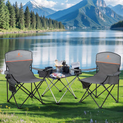 LET'S CAMP 3-can cooler bag attached to chair keeps drinks cold.