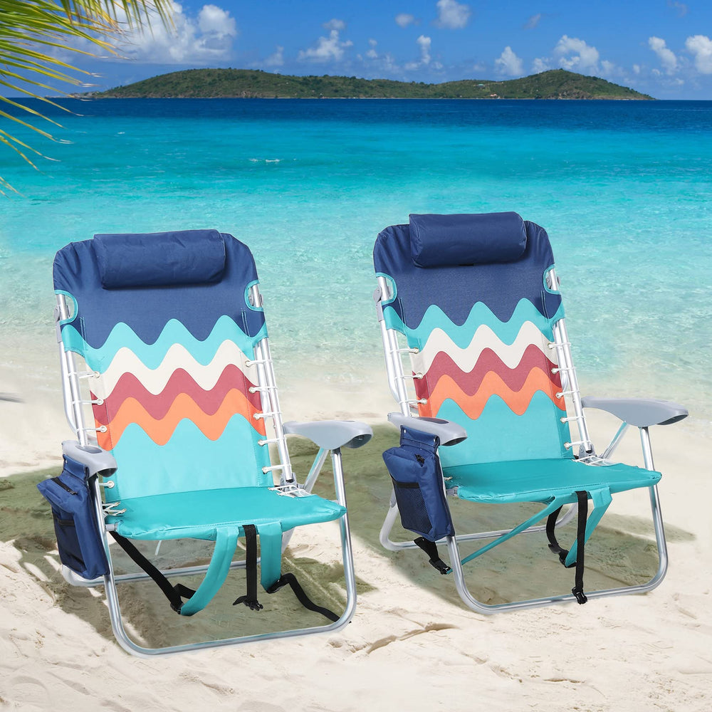 LET'S CAMP Backpack Beach Chair with four-position seating for versatile outdoor comfort.
