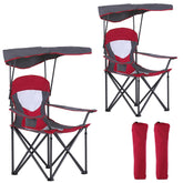 LET'S CAMP Camp Chair with Shade Canopy front view highlights sturdy frame and cool shade
