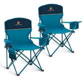 LET'S CAMP camping chair blue fully assembled offers sturdy outdoor seating at campsite.