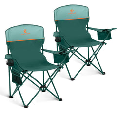 LET'S CAMP camping chair 2-pack open action for comfortable outdoor seating.