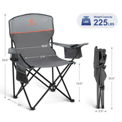 LET'S CAMP chair with side pockets keeps keys and phone within reach.